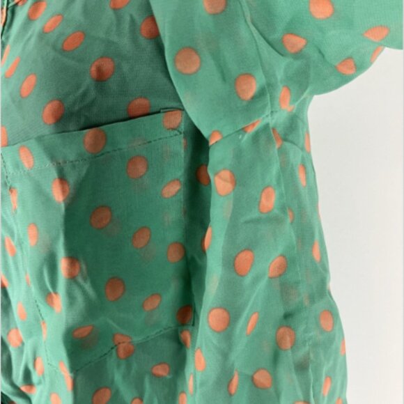 Moon Collection Large Sheer Polka Dot Multi Color 3/4 Sleeve Blouse w/pockets - Picture 2 of 16
